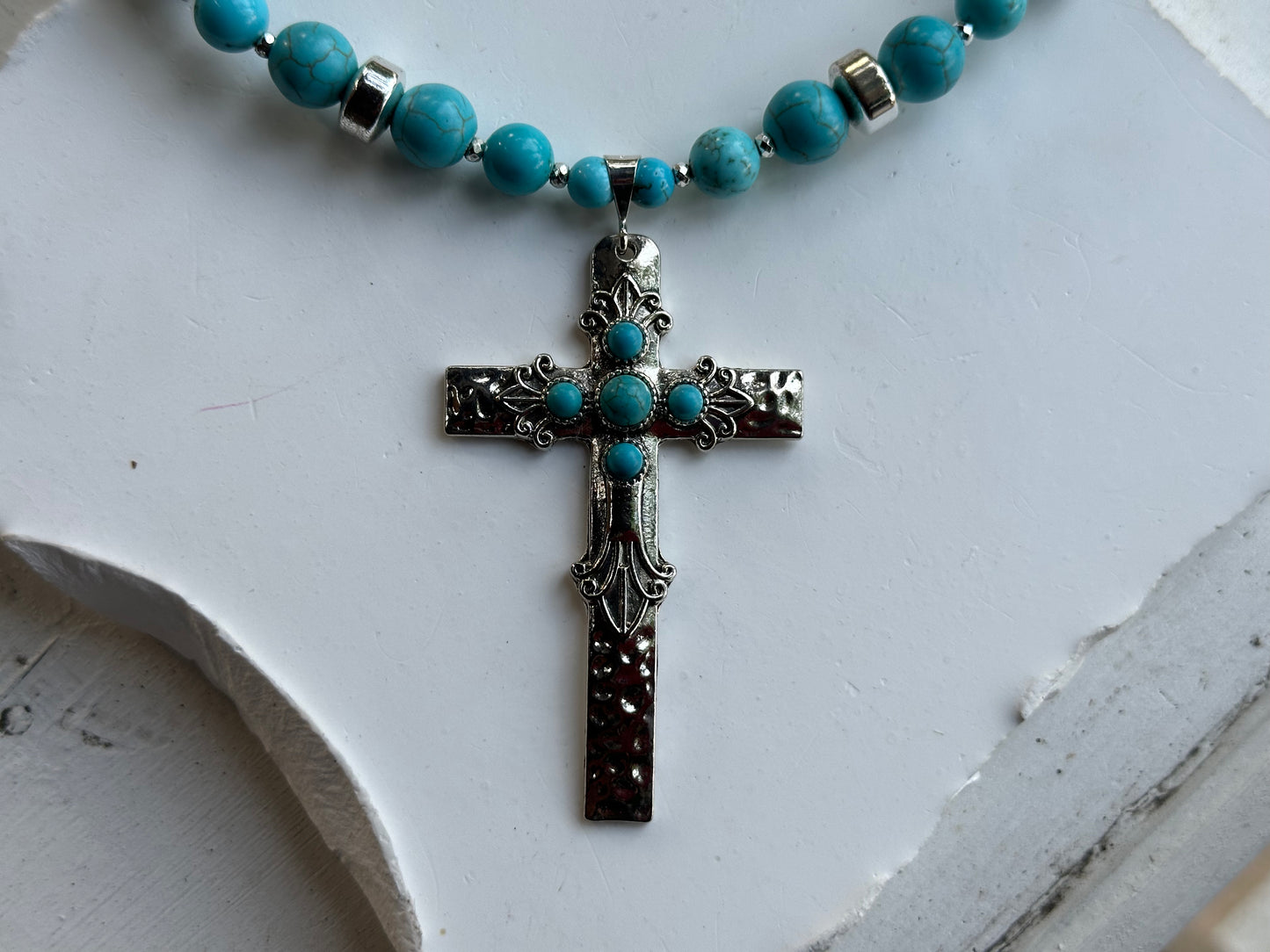 Pewter & Turquoise Cross