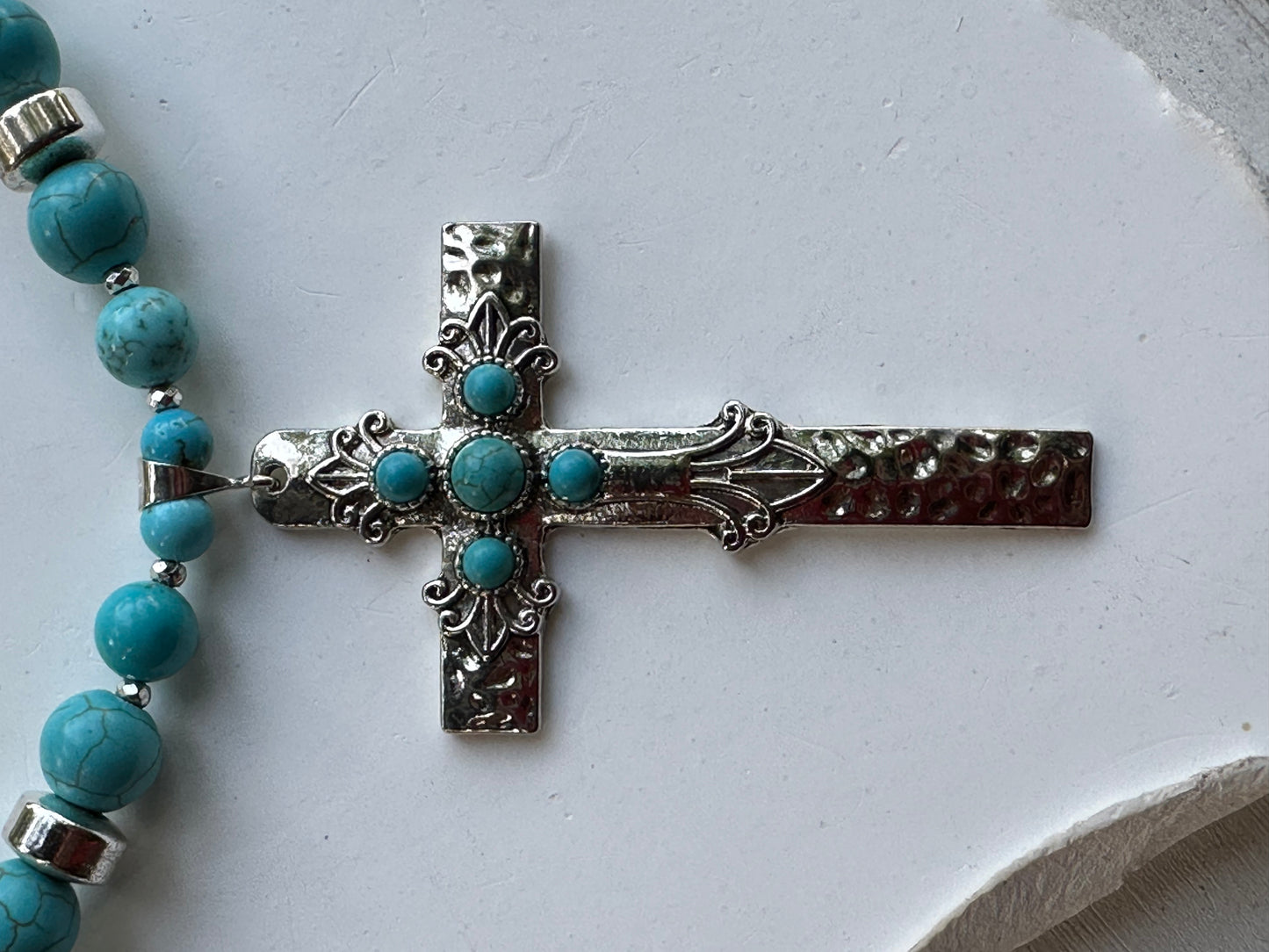 Pewter & Turquoise Cross