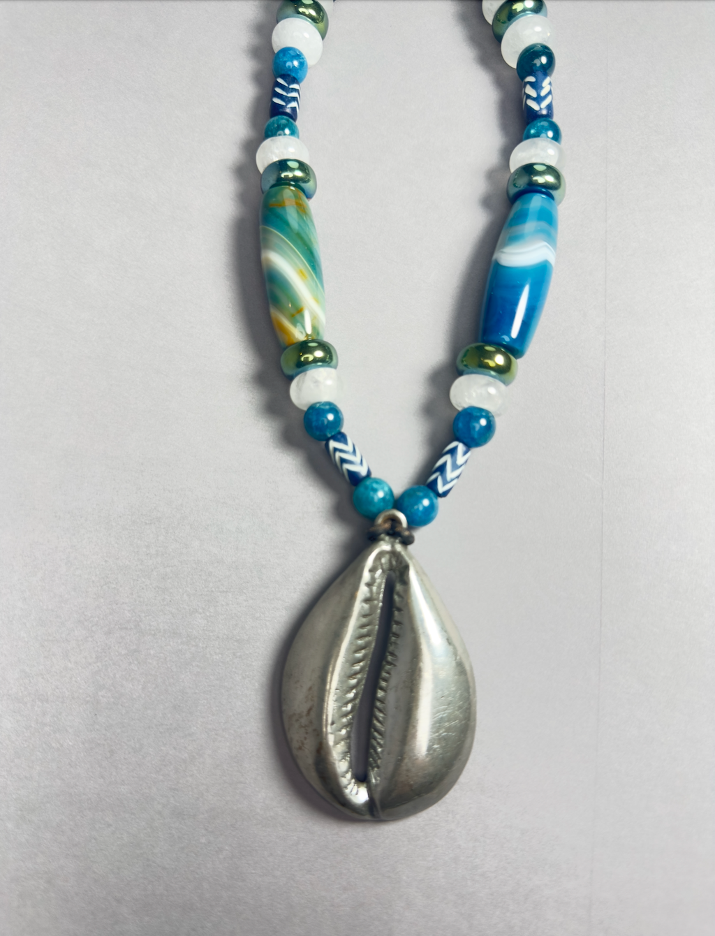 Blue Agate_Silver Cowry