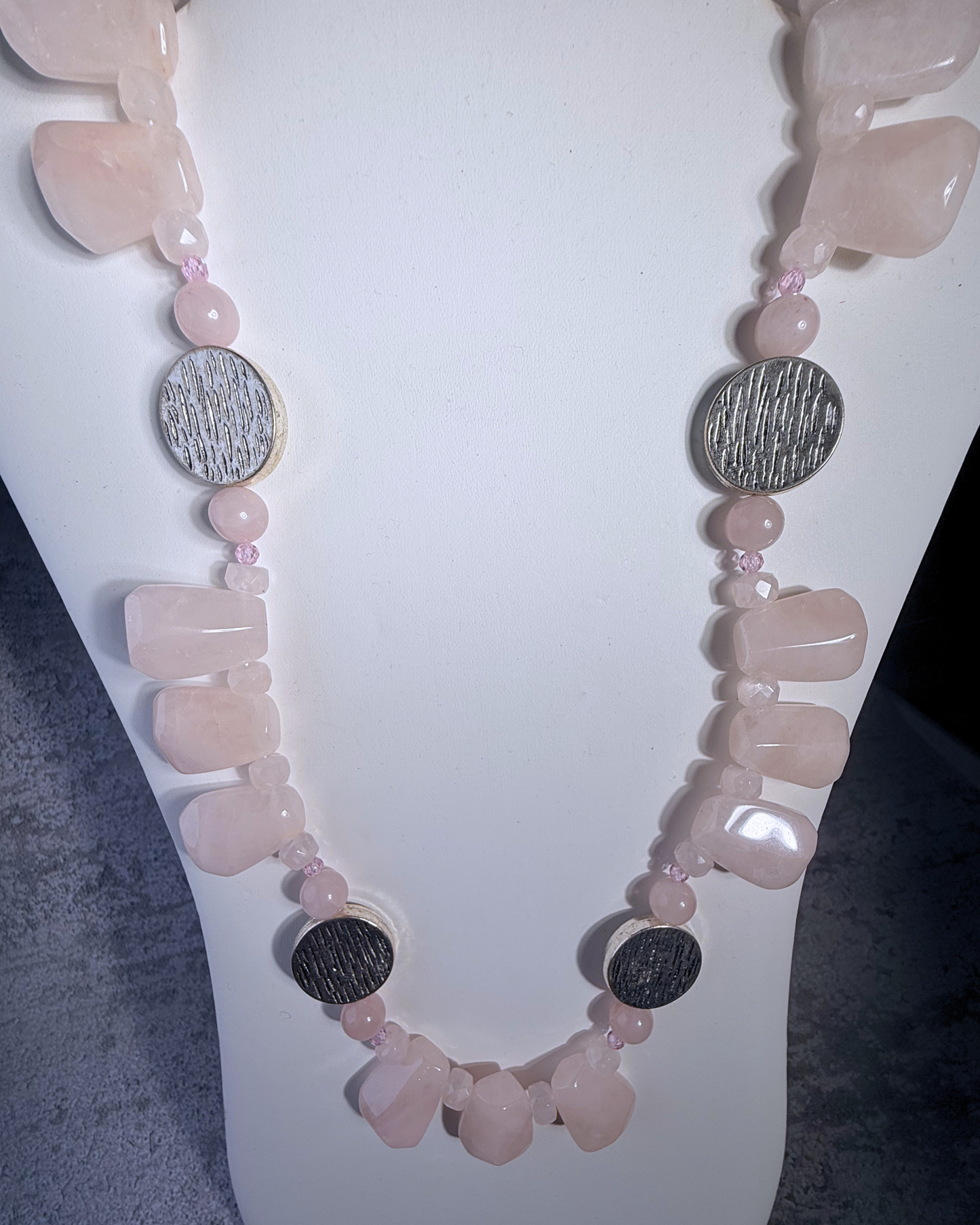 Bed of Rose Quartz Necklace