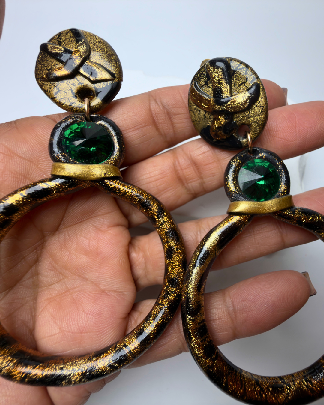 Gold Leopard Angel Hoops