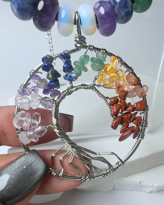 Leaning Chakra Tree Of Life Necklace
