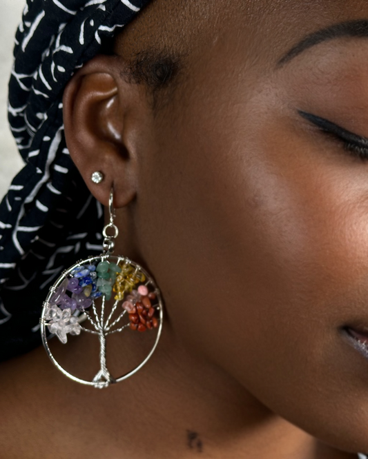 Tree of Life Earrings/Chakra Hoops