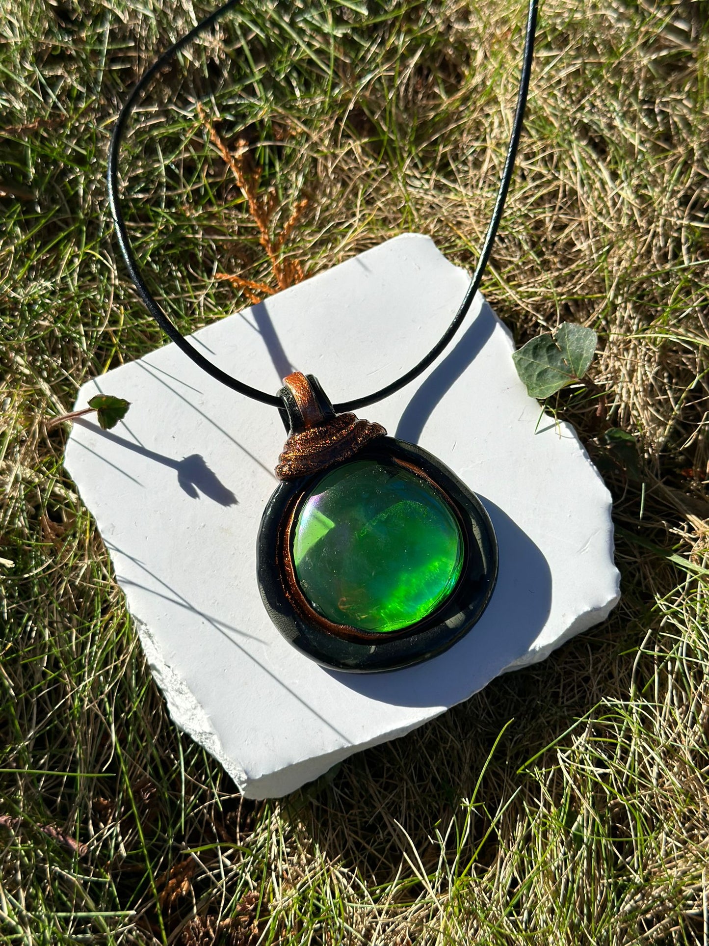 "Green & Copper CamoFab" Turtle Necklace