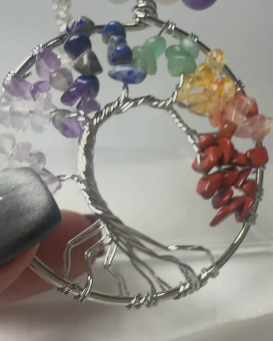 Leaning Chakra Tree Of Life Necklace