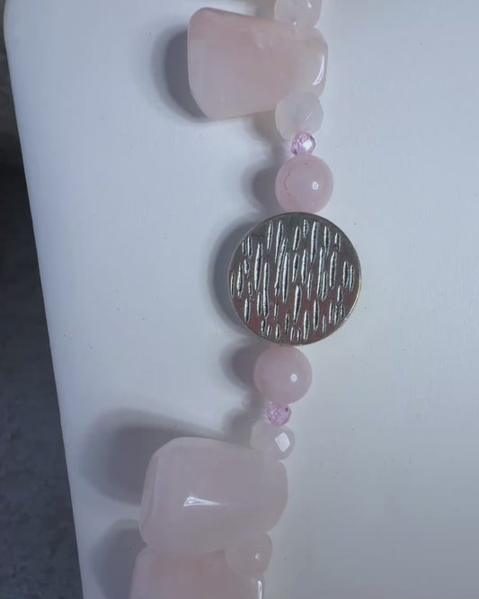 Bed of Rose Quartz Necklace
