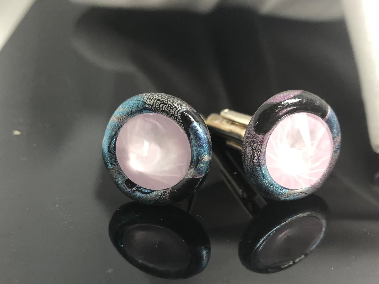 Cufflinks: Pale Pink Crystal