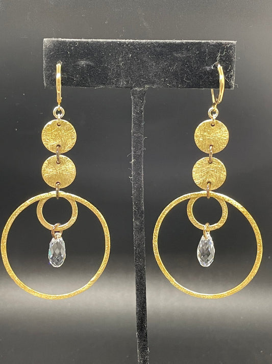 Gold Vermeil hoops with Crystal (LAST PAIR)