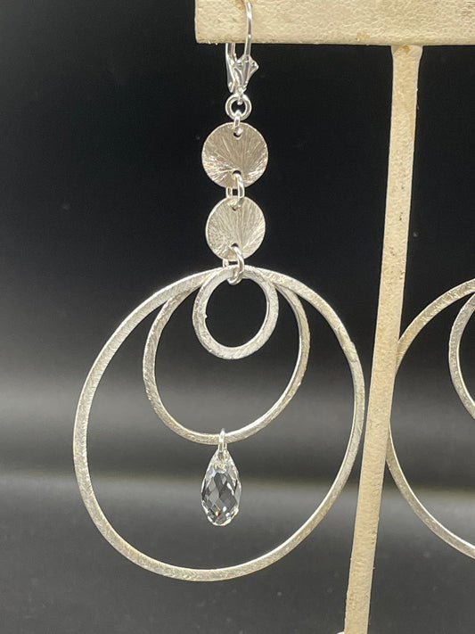 Sterling silver hoops with one Crystal dangle