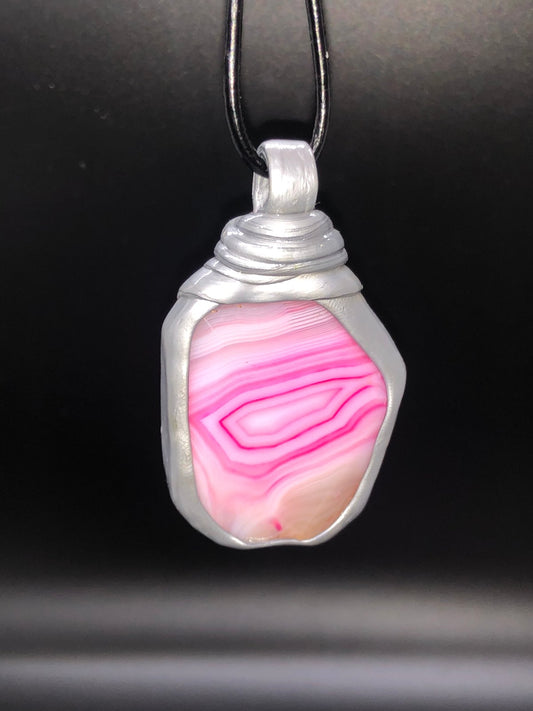 Pink Agate Turtle on Cording