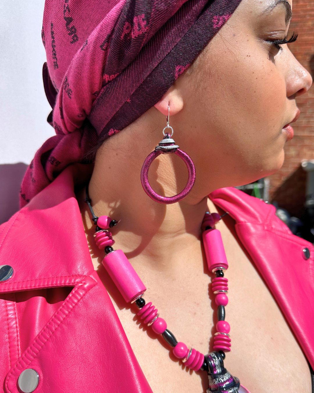 "Hot Pink Hootie" Hoop Earrings