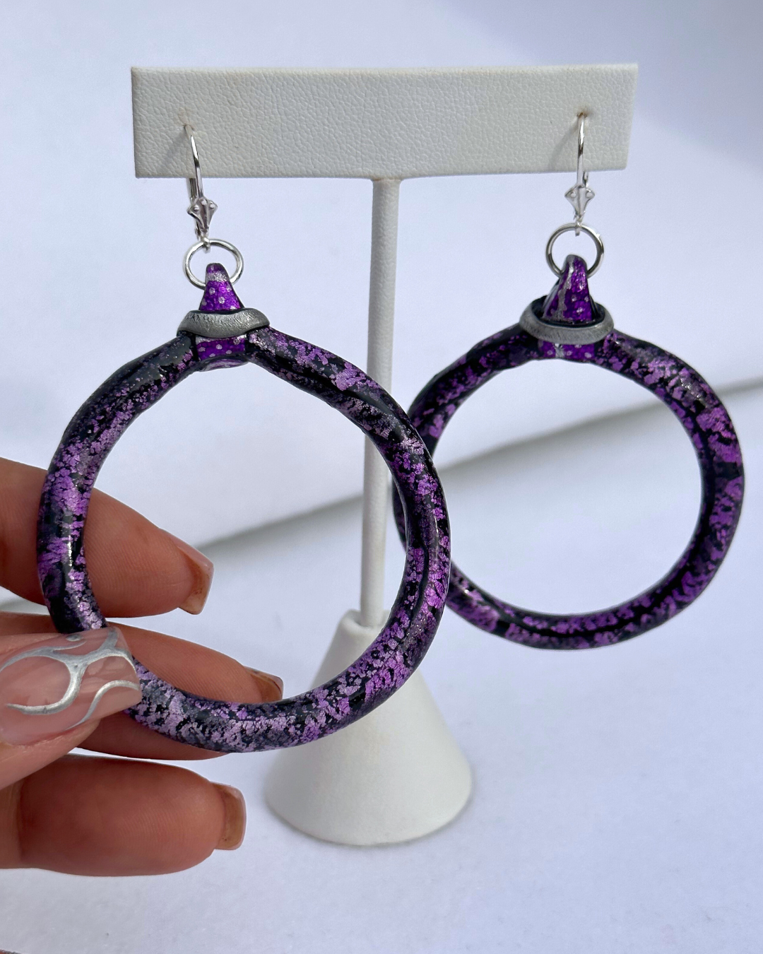 "Purple Patch Work" Hoop Earrings