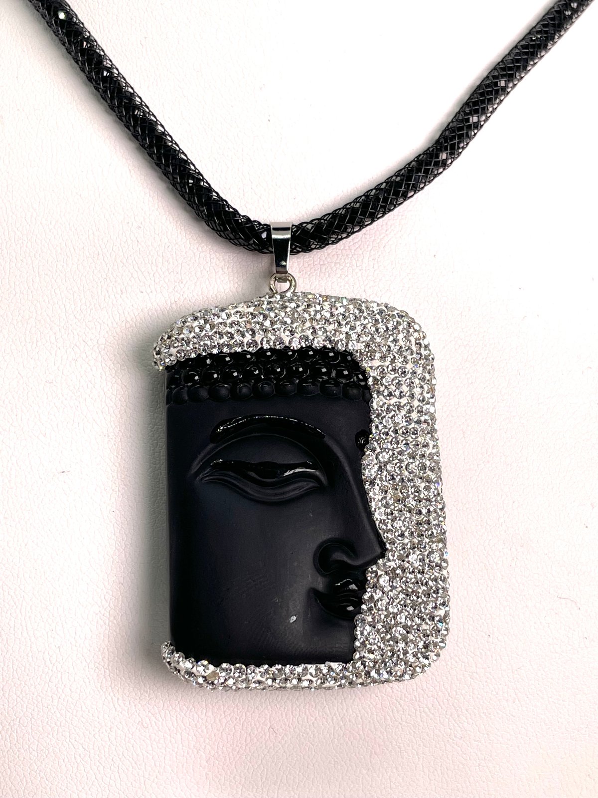 Black Buddha w/ Clear Crystals