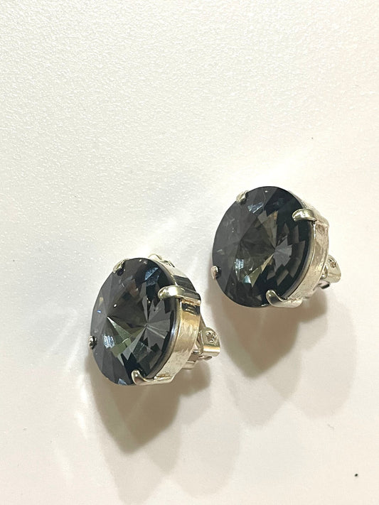 Black Diamond Cup Style Earrings Clip-ons