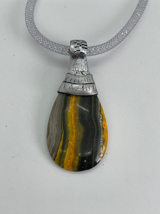 Bumblebee jasper top wrap style said in silver