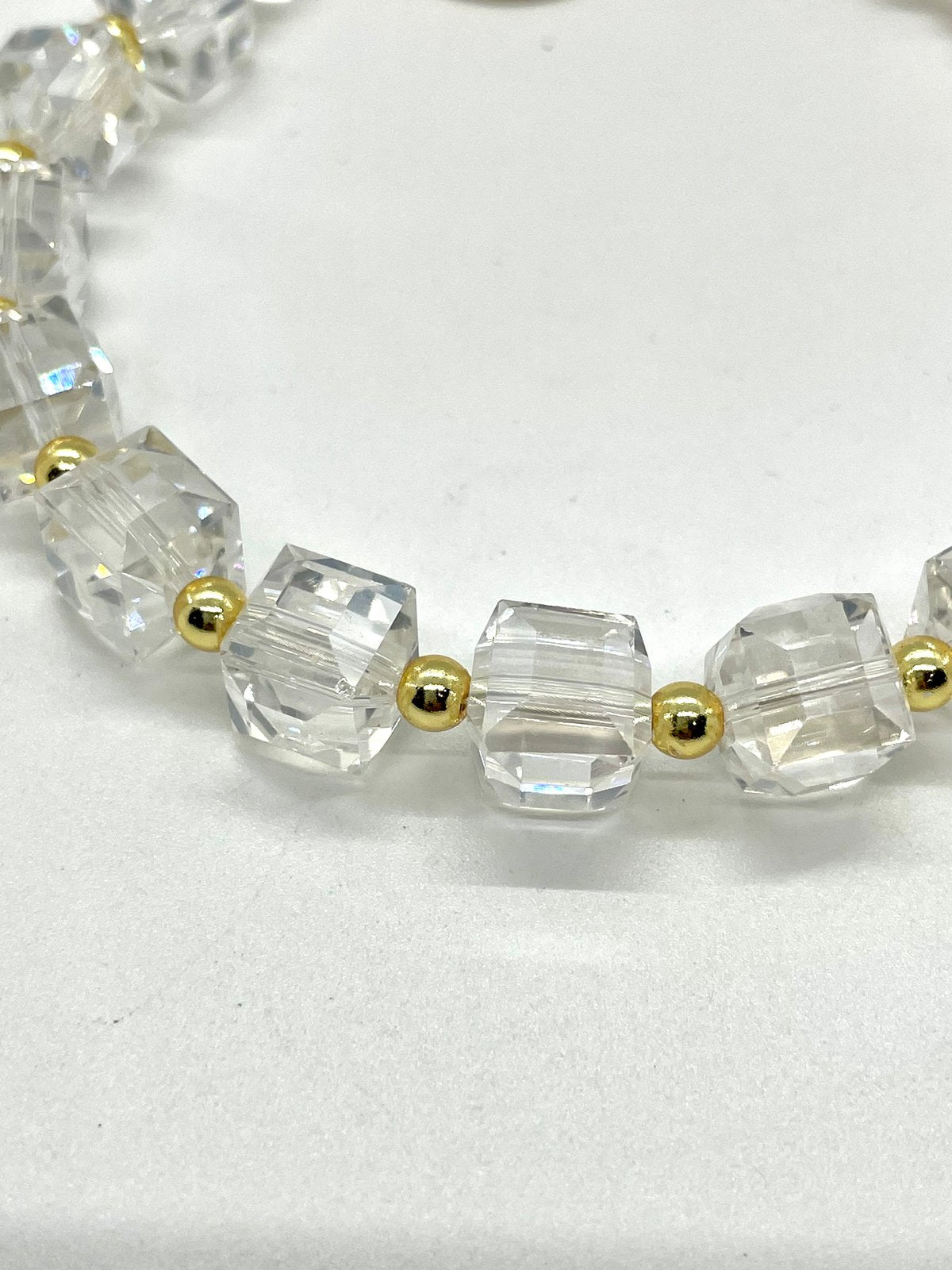 Chinese Crystal and Gold Hematite Square Bracelet