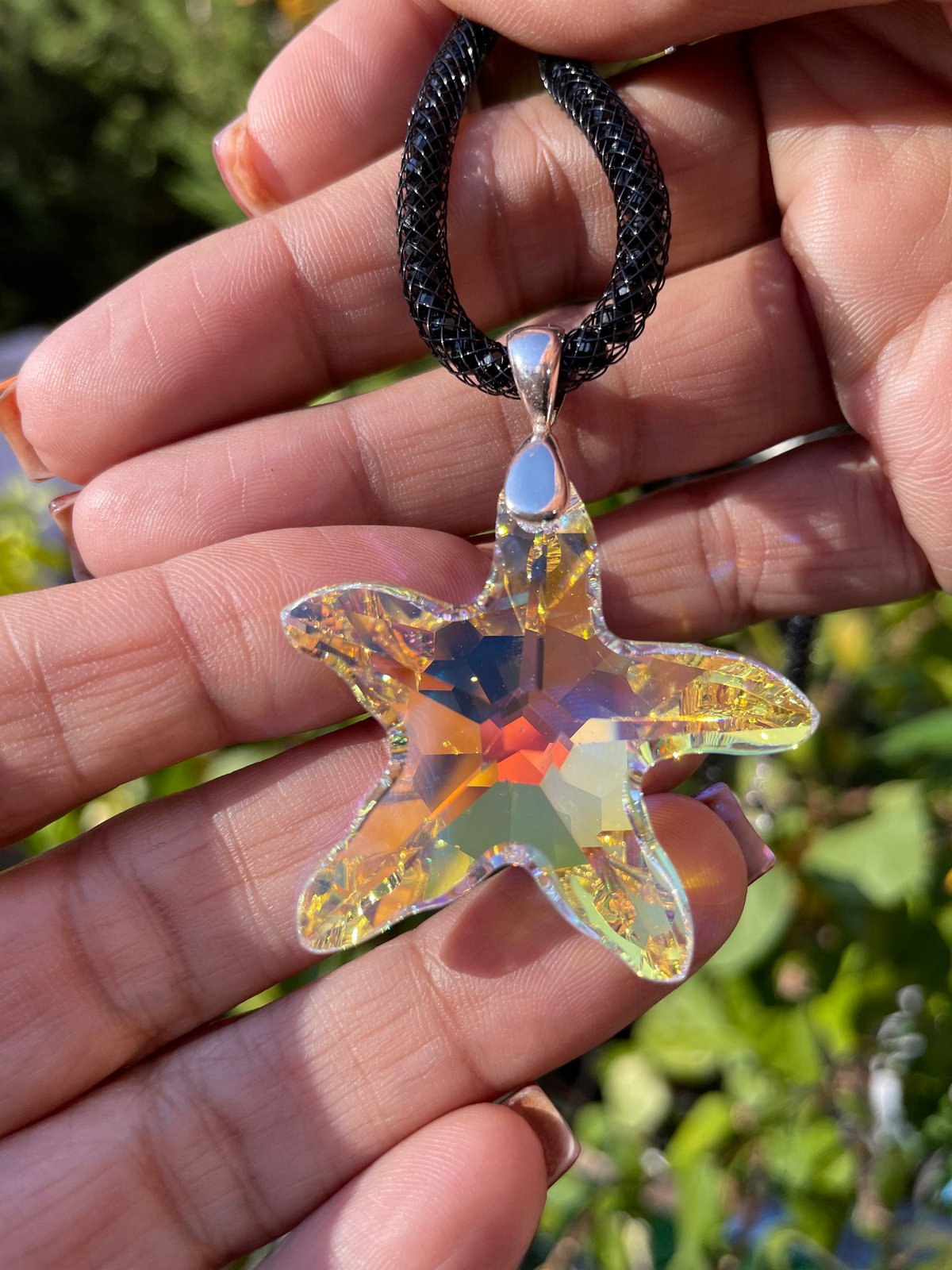 Clear AB Swarovski Crystal Starfish Small Pendant