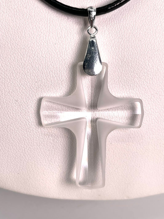 Clear crystal frosted cross