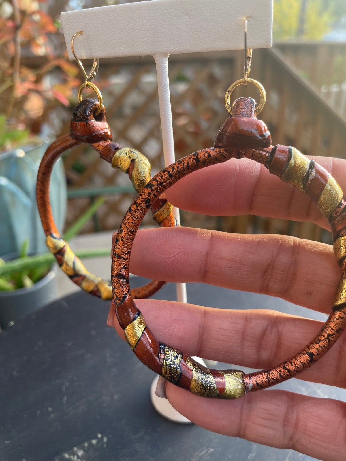 Copper color  Hoops w/gold twist