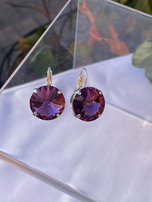 Purple Crystal Cup Style Earrings