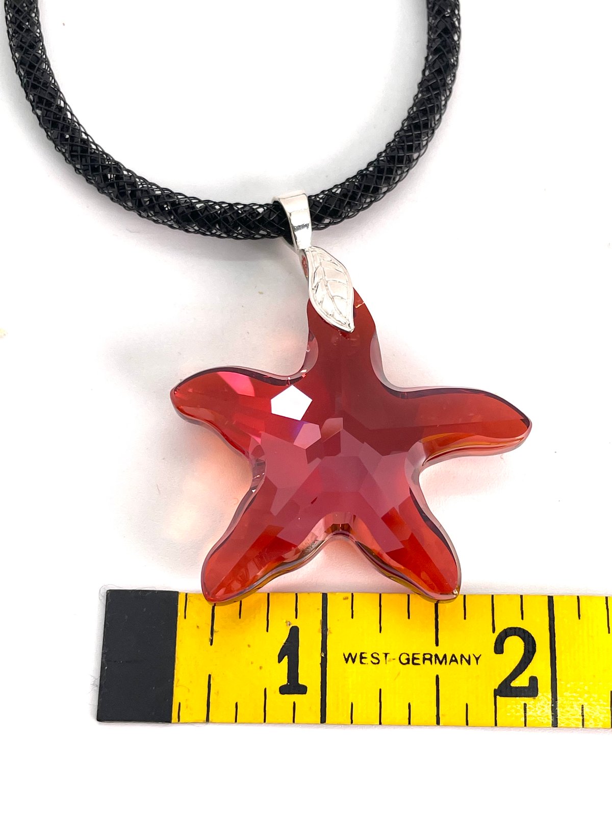 Red Swarovski Crystal Starfish Large Pendant