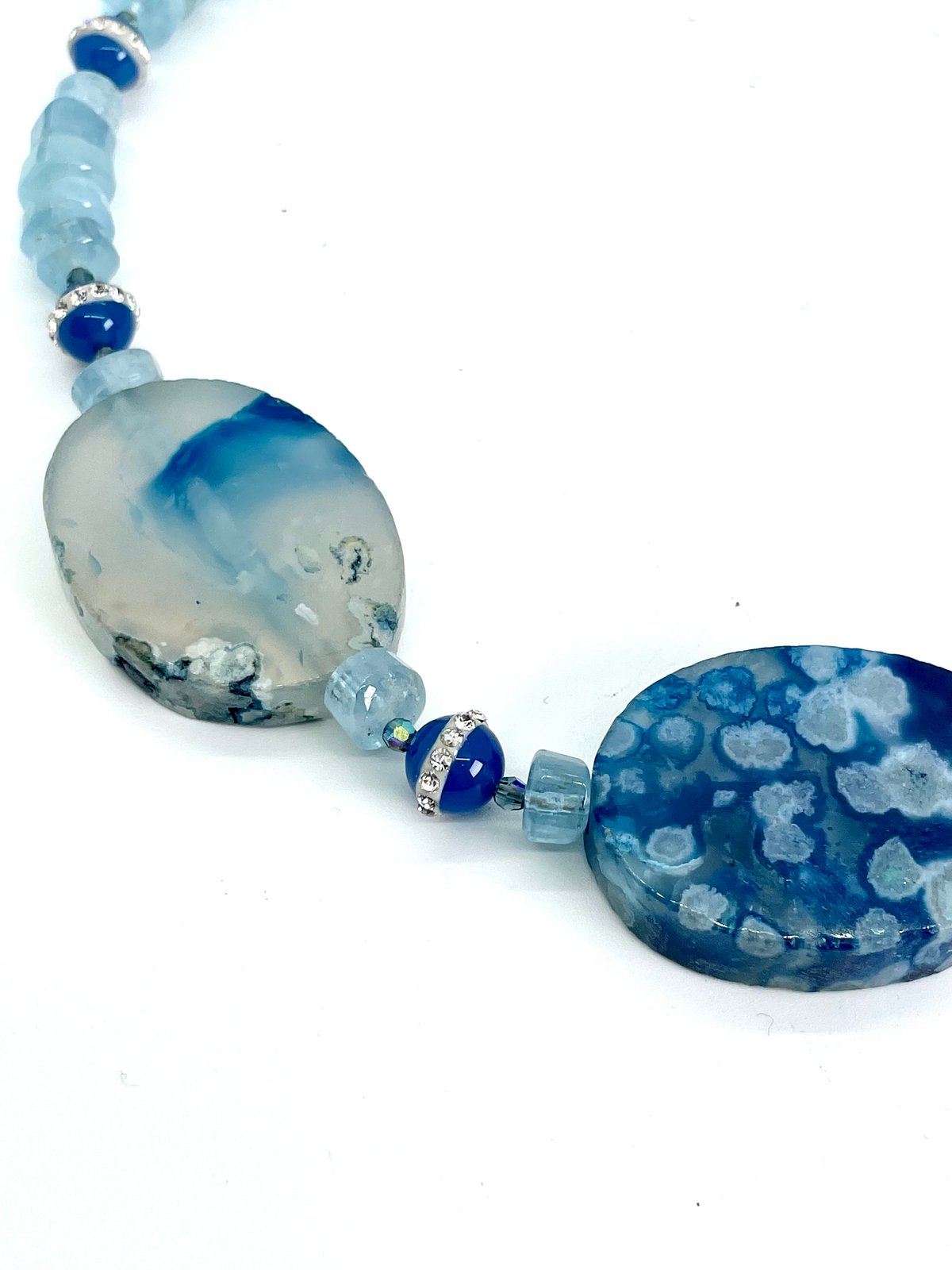 Misty Blue Agate Aquamarinellection Necklace Aquamarine