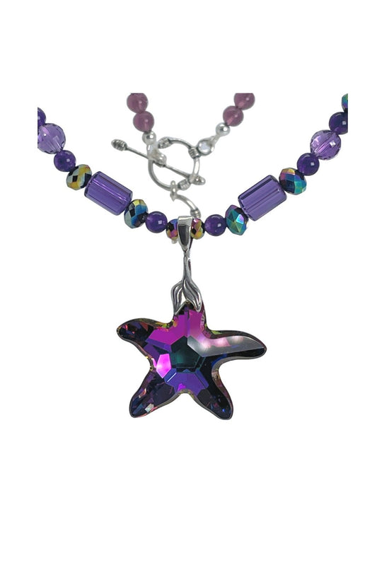 Purple Beaded Starfish Necklace
