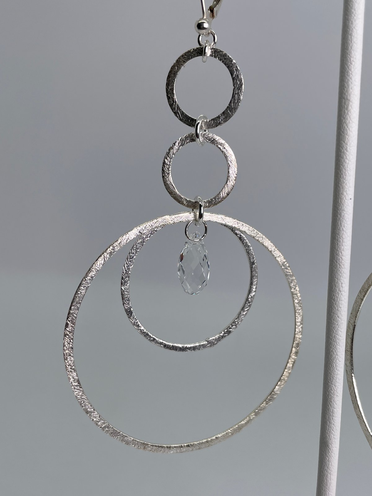 Sterling Silver hoops w/Crystal Dangle