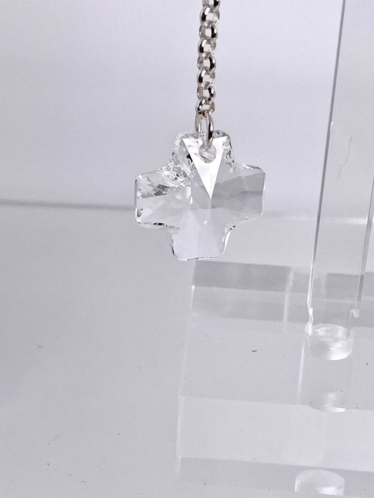 Sterling chain and crystal cross dangles
