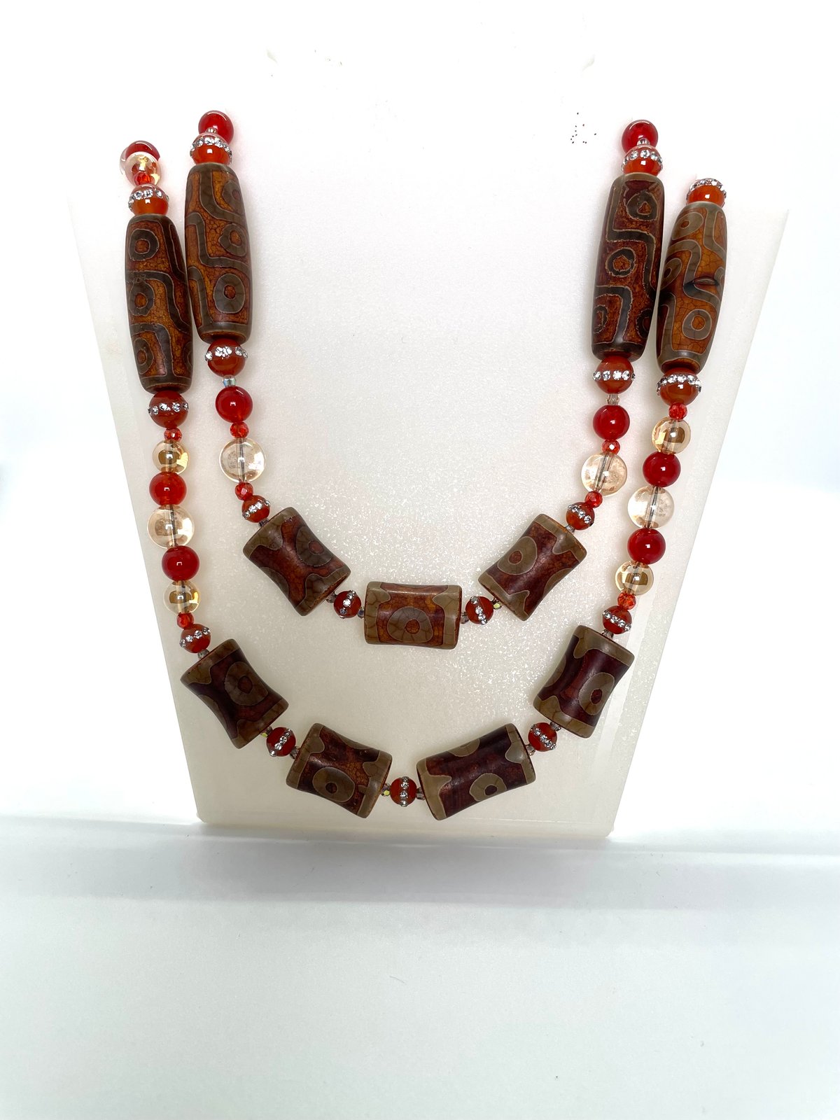 Two Stand Tibet Beaded Necklace & Earrings
