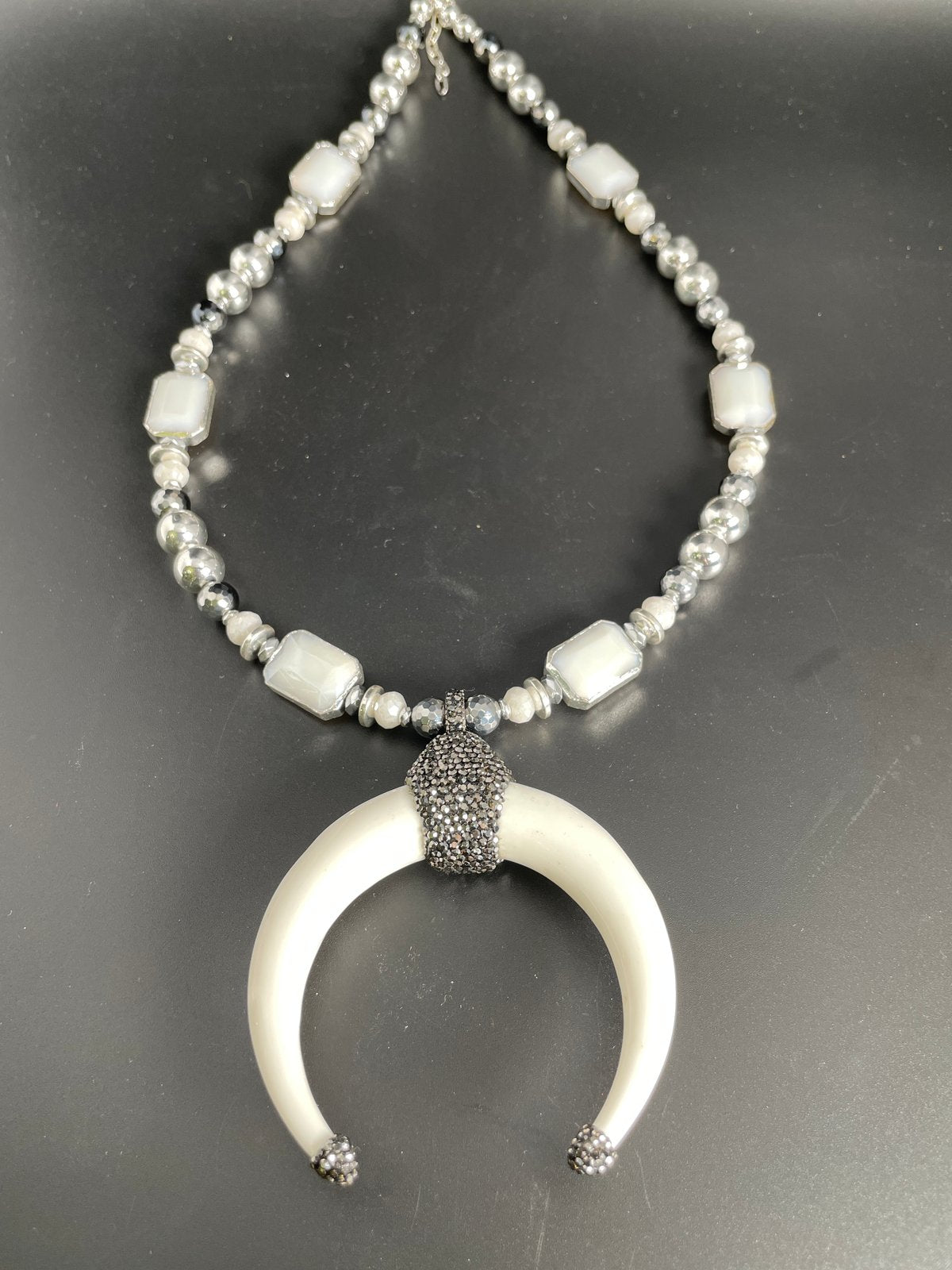 White Bone & Hematite Necklace (set)