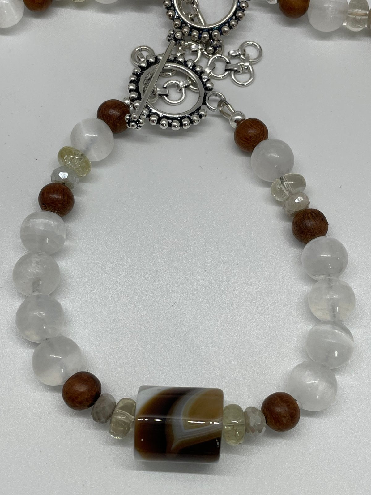 White & Brown Sliced Agate Necklace/Bracelet