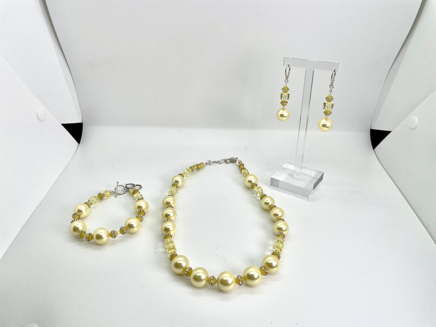 Yellow Natural Pearls & Yellow Jade Earrings