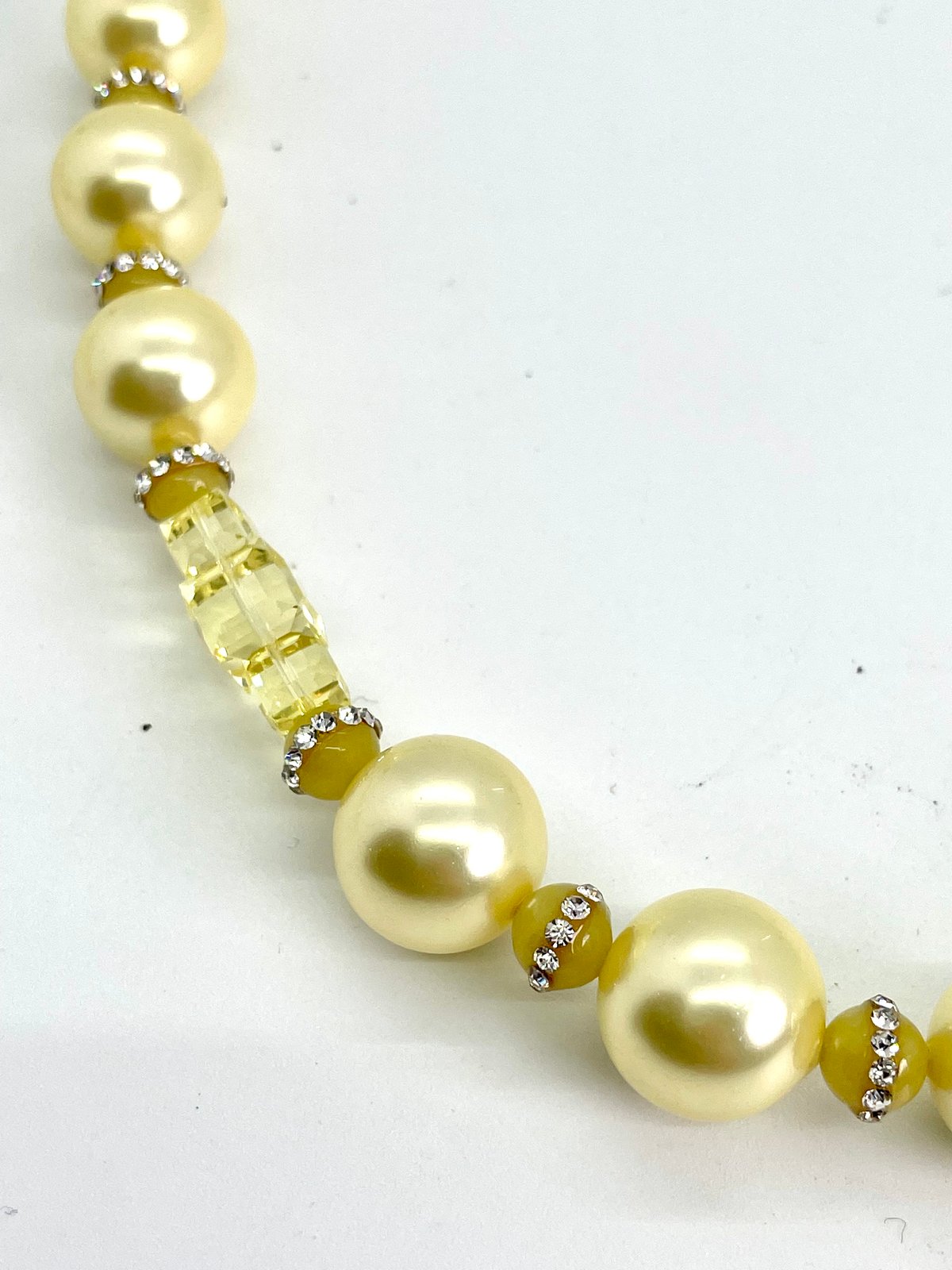 Yellow Natural Pearls & Yellow Jade Necklace w/Earrings included